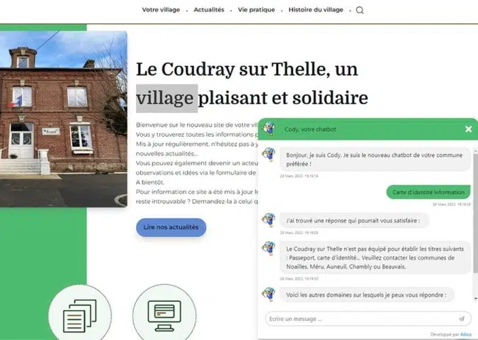 Chatbot Coudray Cody pour assistance instantanée.